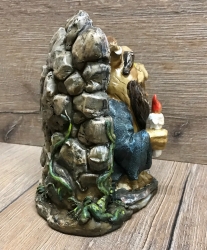 Statue - Troll in Höhle mit Kerze & Stock - coloriert - Ausverkauf