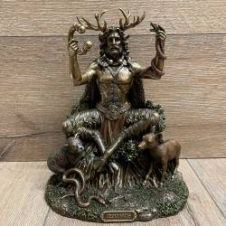 Statue - Cernunnos sitzend mit Tieren - Der Gehörnte Gott - Design from Gundestrup Kessel Dekoration - Ritualbedarf