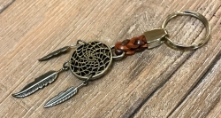 Schlüsselanhänger - Traumfänger/ Dreamcatcher mit geflochtenem Lederband - Keyring