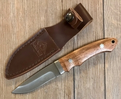 PUMA TEC Messer - Gürtelmesser Stahl 420 - Rosenholz-Griffschalene - braune Lederscheide