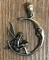 Anhänger - Elfe im Mond - 925er Silber