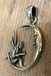 Anhänger - Elfe im Mond - 925er Silber