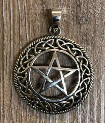 Anhänger - Pentagramm mit keltischem Flechtkreis - 925er Silber