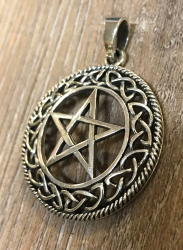 Anhänger - Pentagramm mit keltischem Flechtkreis - 925er Silber