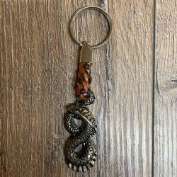 Schlüsselanhänger - Schlange mit geflochtenem Lederband - Keyring