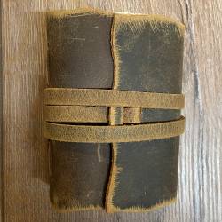 Notizbuch - Diary - Leder mit handgeschöpftem Papier Größe 1 - 9cm x 12cm - 180 Seiten - braun - Handarbeit