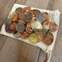 Larp Münzset* 13 - Haendler Gilde - Pecunia non olet - inkl. Baumwollbeutel Larp Münzset* 13 - Haendler Gilde - Pecunia non olet - inkl. Baumwollbeutel