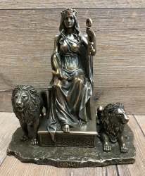 Statue - Cybele mit Löwen - griechische Göttin - die Große Göttermutter - Dekoration - Ritualbedarf