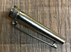Brosche - Schmuckhülse für Federn glatt mit Stellschraube - 5cm (10mm)
