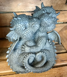 Gartenstatue - Drachenpaar knuddelt - Loving Dragons (in & outdoor) - NEU