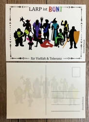 Postkarte - LARP ist BUNT - für Vielfalt & Toleranz