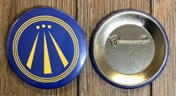 Button 59mm - AWEN - OBOD Druiden Symbol - blau