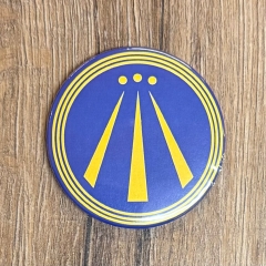 Button 59mm - AWEN - OBOD Druiden Symbol - blau