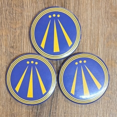 Button 59mm - AWEN - OBOD Druiden Symbol - blau