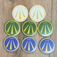 Button 59mm - AWEN - OBOD Druiden Symbol - blau