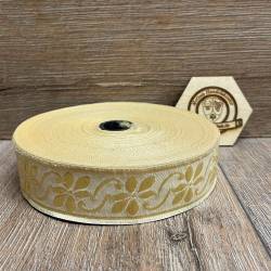 33084-beige - Borte Blumenranke 1 Sonderposten - 45m - Breite 33mm - Mittelalter LARP Karneval