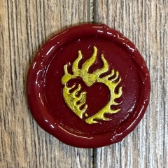 Siegel - Motiv Brennendes Herz - 24mm - inkl. Griff