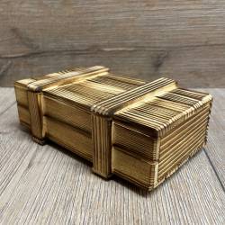 Truhe - Geduldspiel - Trickkiste Holz - geflammt - Zaubertrick - Verpackung für Geldgeschenke & Gutscheine