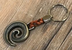 Schlüsselanhänger - Spirale matt 2 mit geflochtenem Lederband - Keyring