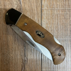 Herbertz Taschenmesser - Gentleman - feststellbare Klinge, rostfreier Stahl 420,Heft aus Wurzelholzkombination Mit stilvollem Herbertz-Metallschildchen.