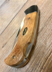 Herbertz Taschenmesser - Gentleman - feststellbare Klinge, rostfreier Stahl 420,Heft aus Wurzelholzkombination Mit stilvollem Herbertz-Metallschildchen.