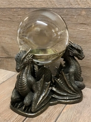 Divination - Glaskugel Ständer Dragon´s Phrophecy 18,5cm inkl. Glaskugel - bronziert