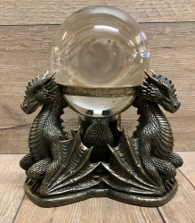 Divination - Glaskugel Ständer Dragon´s Phrophecy 18,5cm inkl. Glaskugel - bronziert