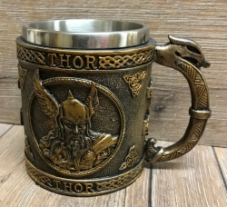 Krug mit Stahleinsatz - Thor - nordischer Gott des Donners