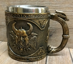 Krug mit Stahleinsatz - Odin - nordischer Göttervater