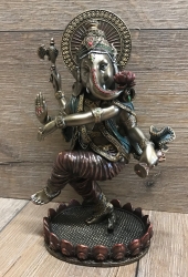 Statue - Ganesha tanzend - hinduistischer Gott & Herr der Hindernisse - bronziert - Dekoration - Ritualbedarf