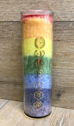 Kerzen - 100 Stunden - Duftkerze - Chakra Line - Stearin in Glas mit Chakrasymbolen