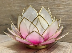 Kerzenhalter - LotusBlume -  Atmospherisches Licht rosa/ hell-rosa gold 15cm x 15cm - groß