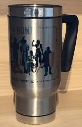 Tasse - Thermos-Becher/ Travel Mug/ Coffee to go - LARP ist BUNT - weiß oder silber