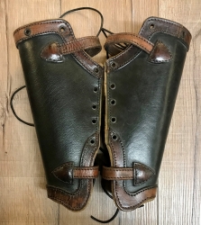 Palnatoke - Leather Works - Beinschienen Plain - schwarz mit braun - M - Ausverkauf - letztes Paar