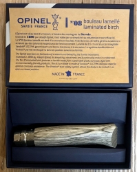 Opinel Rostfrei - Nr. 08 mit 11cm Heftlänge - Birke laminiert grau  - 12C27 - in Geschenkbox