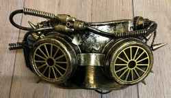 Steampunk - Maske mit Gummiband - Steam wheel - altgold