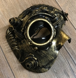 Steampunk - Maske mit Gummiband - Halbmaske Dark Dream - altgold