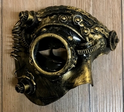 Steampunk - Maske mit Gummiband - Halbmaske Dark Dream - altgold