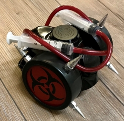 Steampunk - Maske mit Gummiband - Gas-Maske mit zwei Filtern Biohazard mit 2 Spritzen