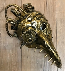 Steampunk - Maske mit Gummiband - Teknobird - altgold