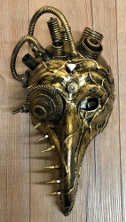 Steampunk - Maske mit Gummiband - Teknobird - altgold