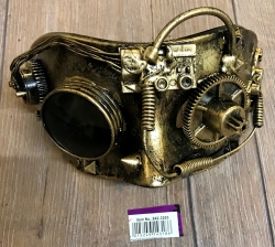 Steampunk - Maske mit Gummiband - Cyclops - goldfarben