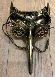 Steampunk - Maske mit Gummiband - Hypno-Pestdoktor - altgold