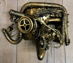 Steampunk - Maske mit Gummiband - Cyber Pestdoctor - altgold