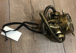 Steampunk - Maske mit Gummiband - Gas-Maske mit einem Filter Dark Hazard - altgold
