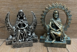 Statue - Mondgöttin Figurine extra klein - Moon Goddess small - Silberoptik - Dekoration - Ritualbedarf