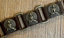 Armband - Leder - Buddha aus Zinn - braun