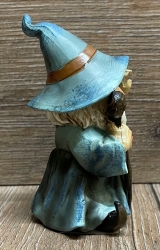 Figur - Lustiger Zauberer klein - blauer Hut & Zauberstab