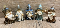Figur - Lustiger Zauberer klein - blauer Hut, Pfeife & Eule