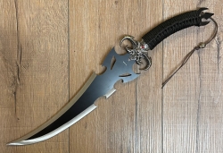 Waffen Deko - Dolch - Teufelsmesser gebogen - Stahlklinge, schwarzer Griff, Nylonscheide
